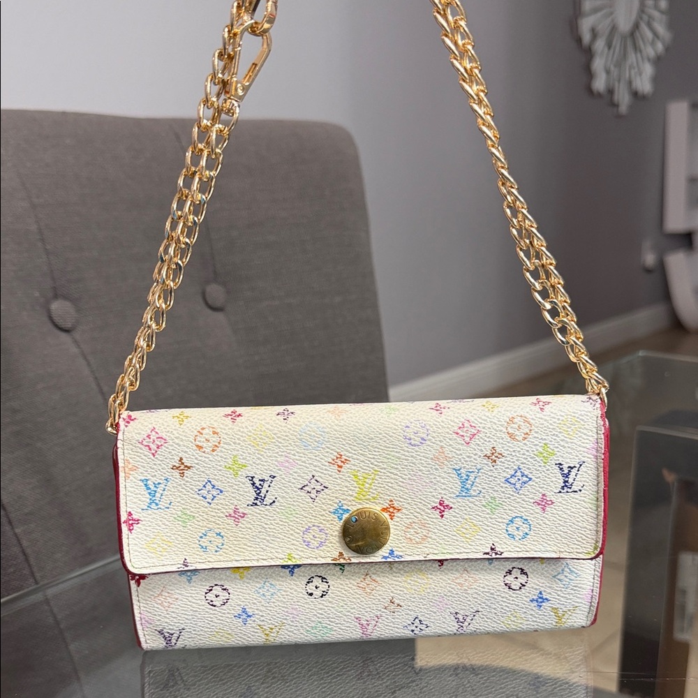 Louis Vuitton Multicolor Monogram Clutch with Gold Chain